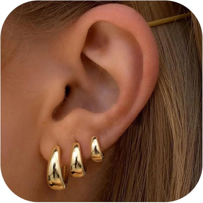 Gold Hoop Silver Earrings