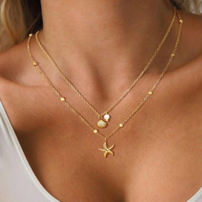 Gold Starfish Shell Necklace