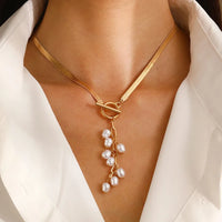 Tassel Flat Snake Bone Necklace Jewelry