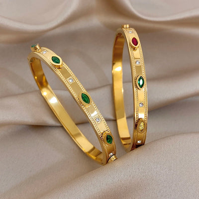 Gold Zircon Cuff Bracelet