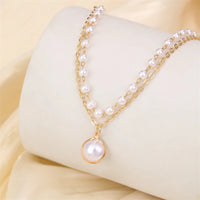Two Layers Pearl Anklets Bracelets Metal Chain