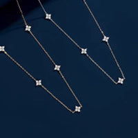 Gorgeous Four-leaf Flower Inlaid Zircon Chain Necklace for Women Elegant Luckly Choker Party Jewelry Birthday Gifts