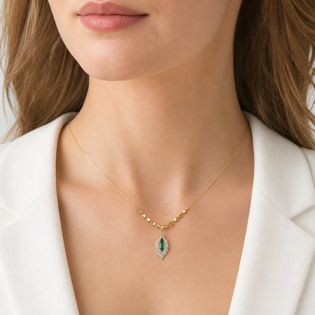 Emerald Leaf Necklace