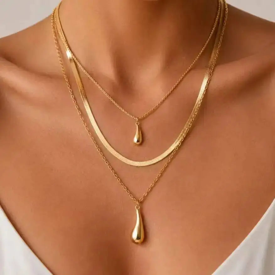 Waterdrop Layered Necklace