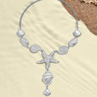 Ocean Vacation Conch Starfish Shell Geometric Necklace
