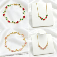 Flower Rhinestone Bracelet Necklace Jewelry