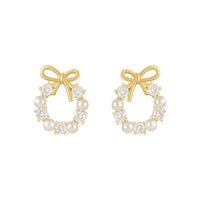 Pearl Crystal Bow Stud Girl