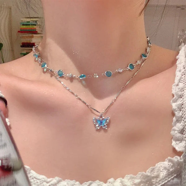 Shiny Zircon Bilayer Choker Clavicle