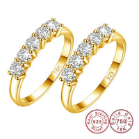 With Certificate Solid 18K Gold Moissanite Ring For Women or 925 Silver 5 Stone Half Eternity Band With Stamp Engagement Jewelry