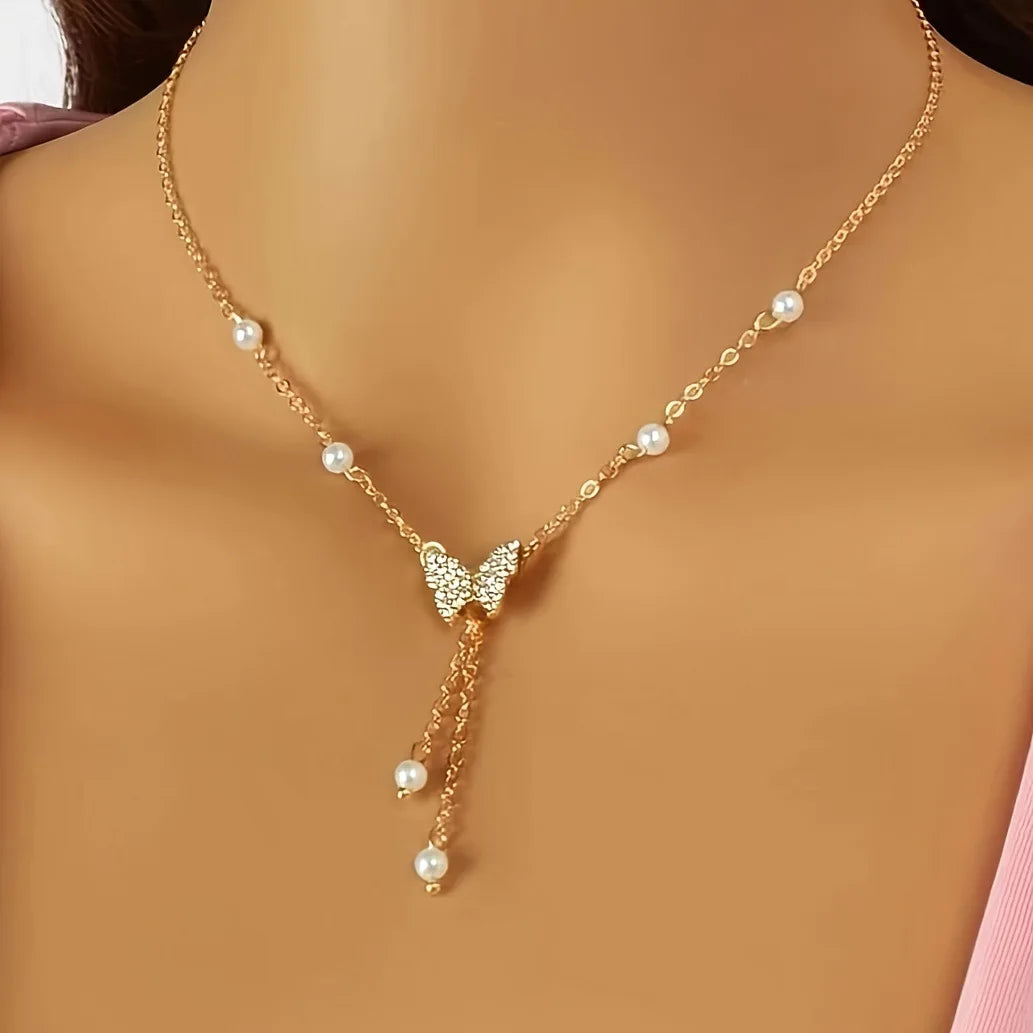 Butterfly Tassel Pendant Necklace Birthday