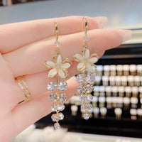 Rhinestone Long Tassel Earrings Wedding