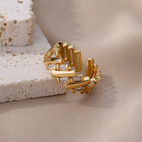 Zircon Bar Rings For Women Stainless Steel Bar Opening Geometric Ring 2025 Trending Luxury Wedding Aesthetic Jewelry anillos