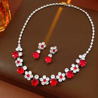 Zircon Flower Pendant Necklaes