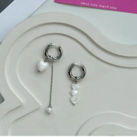 Asymmetric Peach Heart Pendant Earrings