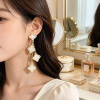Shell Inlay Drop Earrings for