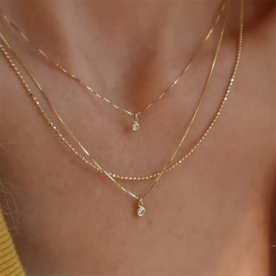 Gold Crystal Chain Necklace
