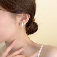 2025 New Fashion Design Geometric Spiral Silver Color Pearl Zircon Stud Earrings Luxury Jewelry Party Ear Accessories for Women