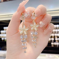 Rhinestone Long Tassel Earrings Wedding
