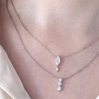 New 925 Silver Simple Stylish Pendant Necklace Women Marquise 5A Cubic Zirconia Wedding Daily Wear Exquisite Girls Fine Jewelry
