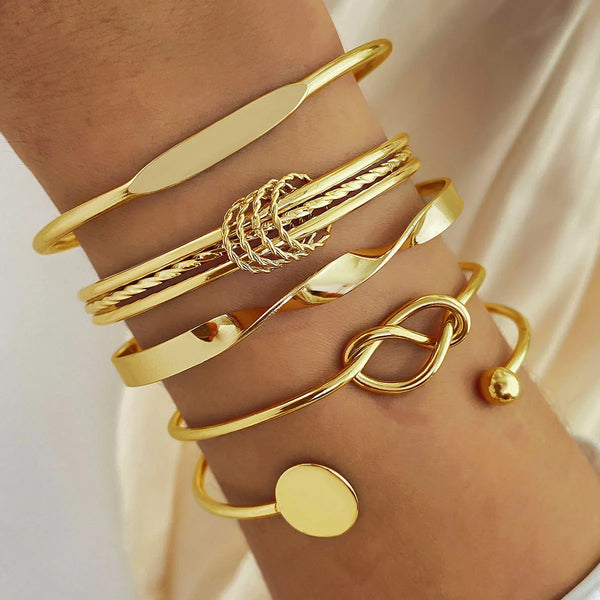 Geometric Metal Twist Chain Bangles