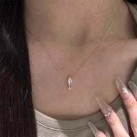 New 925 Silver Simple Stylish Pendant Necklace Women Marquise 5A Cubic Zirconia Wedding Daily Wear Exquisite Girls Fine Jewelry