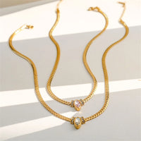 GANEMLY 316L Stainless Steel Sparkling Zirconia Necklace For Women High Quality Trendy Neck Chain Collar Waterproof Jewelry