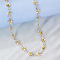 New Vintage Gold Plated Alloy Lucky Sunflower Chain Necklace For Women Female Fashion Boho Simple Choker Jewelry Party Gift