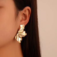 Exaggerated Gold Color Heart Oval Earrings For Women Metal Earing Jewelry 2026 Trending Irregular Wrinkled Geometric Earrings