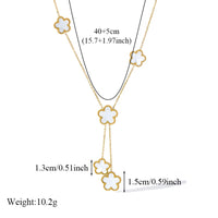 GANEMLY 316L Stainless Steel Five Leaf Clover Pendant Necklace For Women Trendy Reversible White Flower Jewelry Holiday Gifts