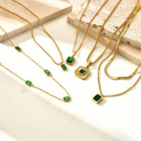Green Zircon Pendant Necklace Crystal