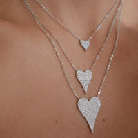 100% 925 Sterling Silver Micro Pave CZ Heart Necklace Shiny Cubic Zirconia Valentines Gift for Lover Elegance Romantic Jewelry