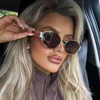 Sunglasses Women Luxury Brand UV400 Outdoor Sunglass Trendy Metal Frame Eyewear For Lady Sexy Shades