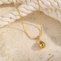 Sliding Water Droplet Pendant Necklace for Women, Waterproof Tear Pendant Necklaces, Gold Plated Stainless Steel Jewelry