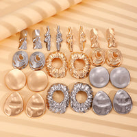 Exaggerated Gold Color Heart Oval Earrings For Women Metal Earing Jewelry 2026 Trending Irregular Wrinkled Geometric Earrings