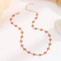New Vintage Gold Plated Alloy Lucky Sunflower Chain Necklace For Women Female Fashion Boho Simple Choker Jewelry Party Gift