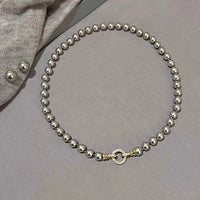 6/8/10MM Gray Simulated-pearl Beads Chain Necklace for Women Elegant Lady Long Sweater Chain Versatile High-grade Necklaces