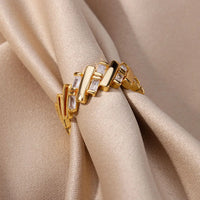 Zircon Bar Rings For Women Stainless Steel Bar Opening Geometric Ring 2025 Trending Luxury Wedding Aesthetic Jewelry anillos