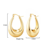 Fashion Glossy Stainless Steel U Shape Hoop Earrings For Women Gold Color Thick Geometric Ear Buckle Huggie Jewelry Earrings