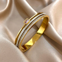 White Rhinestone Wide Bangle