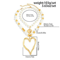 5 Styles Exaggerated Big Love Heart Cross Pendant Choker Necklace for Women Trendy Imitation Pearl Grunge Chain Jewelry