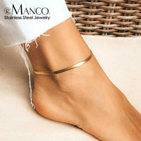 EManco 4MM Snake Chain Anklet Womens/Girls Beach Chain Stainless Steel Anklet Gift Non-Allergenic Drop/Wholesale