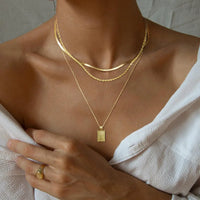 Platedlayered Pedant Chain Necklace Gold