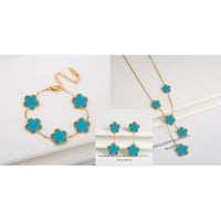 Five Leaf Flower Necklace Earrings