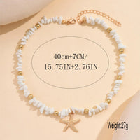Chip Stone Choker Necklace for Women Starfish Pendant Boho Beach Adjustable Multicolor Summer Fashion Jewelry
