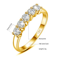 With Certificate Solid 18K Gold Moissanite Ring For Women or 925 Silver 5 Stone Half Eternity Band With Stamp Engagement Jewelry