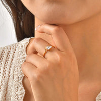 Luxurious Water Drop Zircon Ring 18K Gold Plated Stainless Steel Geometric Finger Ring for Women Chic Wedding Jewelry Gifts