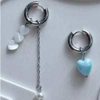 Asymmetric Peach Heart Pendant Earrings