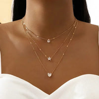 Star Charm Layered Necklace Neck