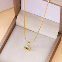 Exquisite Zircon Evil Eye Pendant Necklace for Women Girls Fashion Simple Rhinestone Waterdrop Clavicle Chain Necklace Jewelry