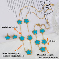 Five Leaf Flower Necklace Earrings